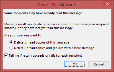 How to recall mail in outlook